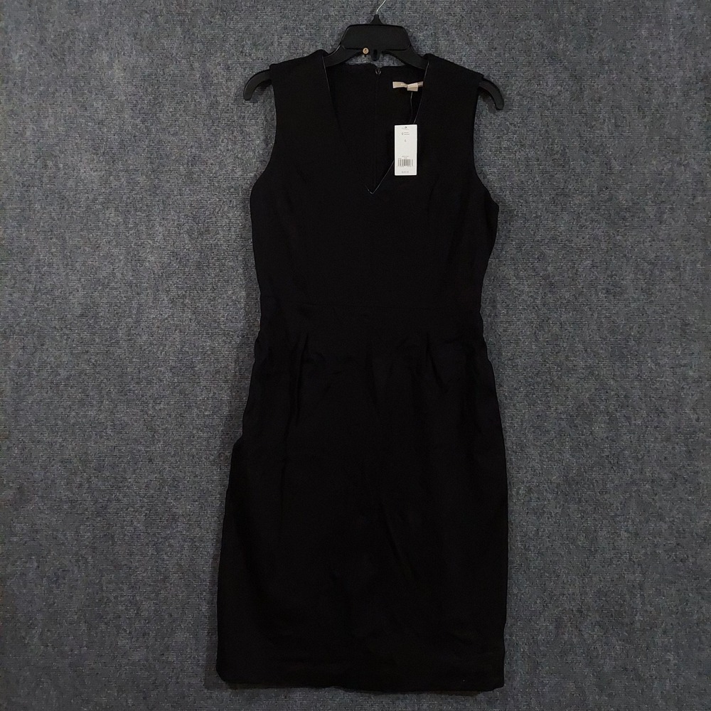 Banana Republic Dress Womens 6 Black Ponte Sheath Sleeveless Little Black Work